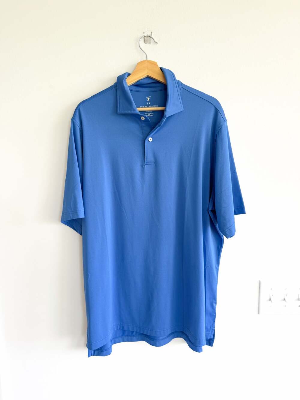 Fairway & Green Solid Tech Short Sleeve Casual Jersey Polo Shirt Blue XL